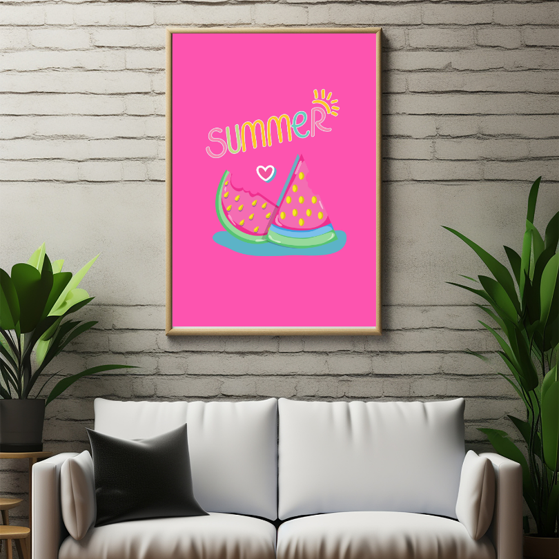 Watermelon Summer Pink Wall Art PRINTABLE ART, Preppy Posters, Watermelon Printable, Bright Pink Wall Art, Summer Print, Pop Culture Wall Art, Food Art - AlloFlare