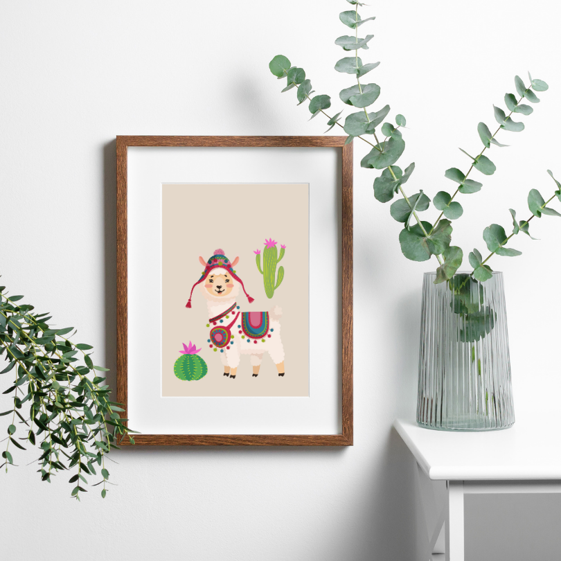 Alpaca Wall Art INSTANT DOWNLOAD Art Print, Cactus Wall Art, One Piece Poster, Beige Wall Art, Animal Lover, Funny Animal Poster, Boho Decor - AlloFlare