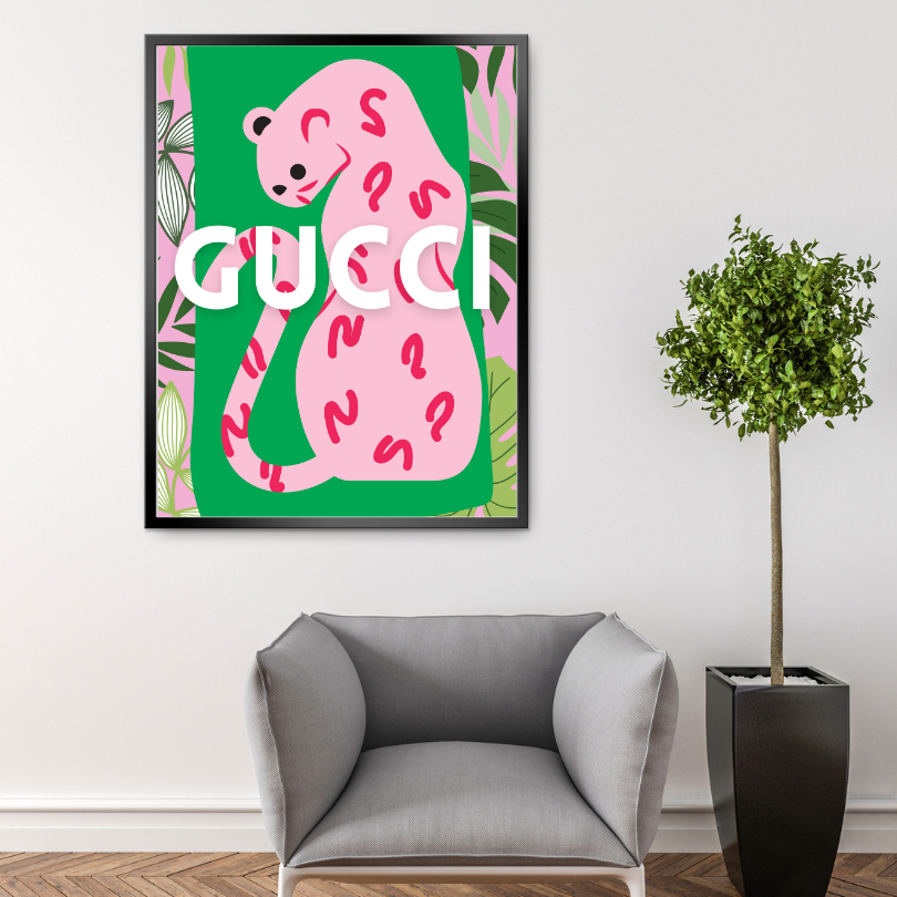 Tropical Designer Tiger Wall Art INSTANT DOWNLOAD Art Print, Preppy Glam Decor, Luxury Fashion Poster, Wall Art Designer, Tiger Lover, Pink Green Wall Art - AlloFlare