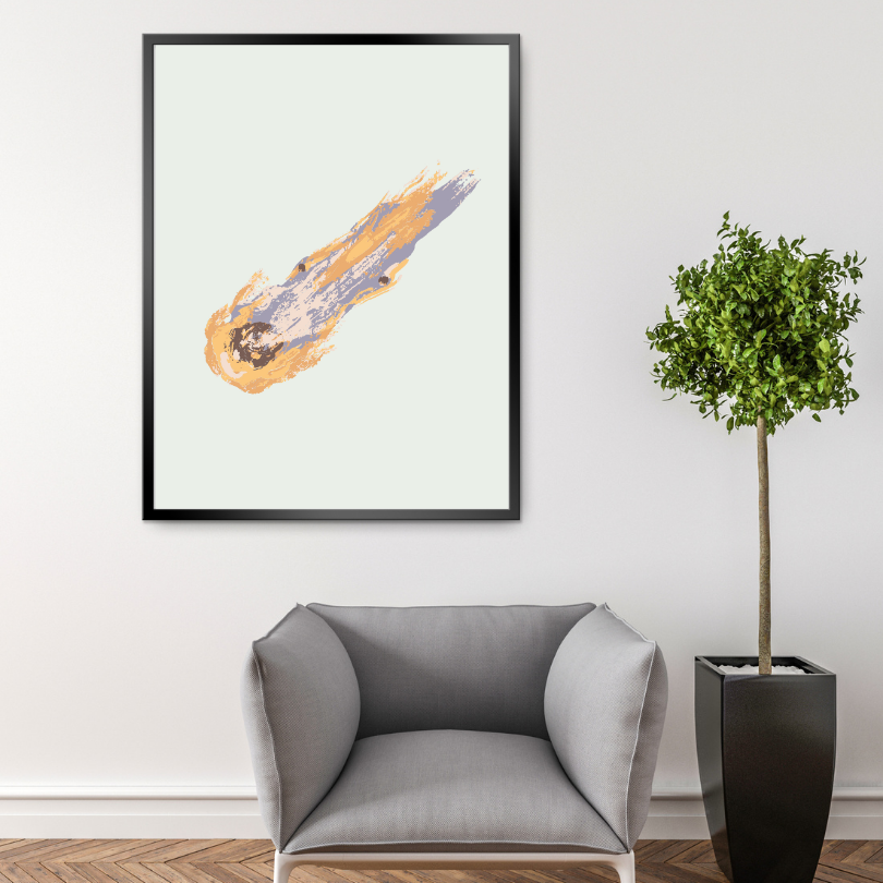 Comet Artwork INSTANT DOWNLOAD Art Print, Science Wall Art, Astronomy Poster, Space Poster, Comet Drawing, Neutral Wall Art - AlloFlare