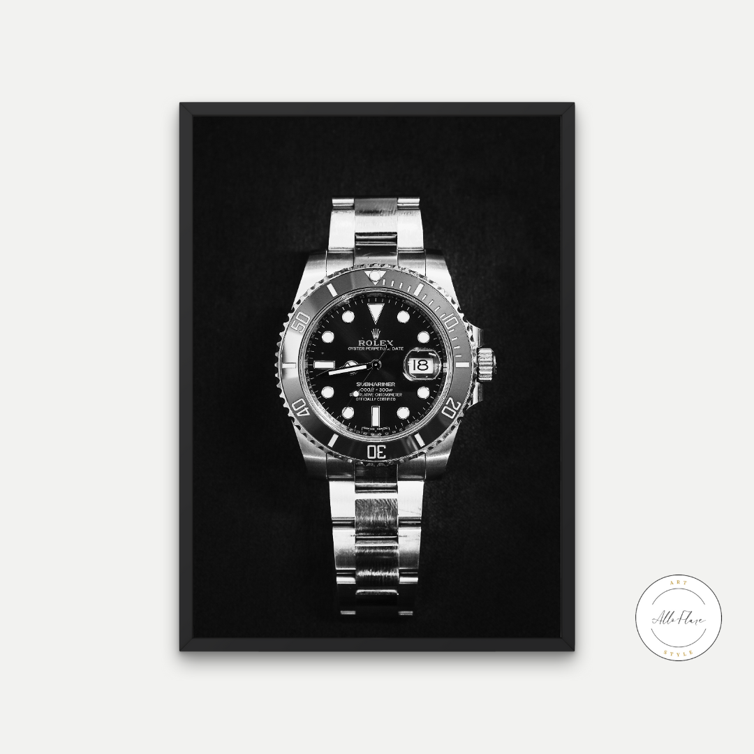 Black & White Luxury Watch Poster PRINTABLE ART, Black and White Wall Art, Success Poster, Luxury Fashion Art, Luxury Aesthetics, Watch Photography - AlloFlare