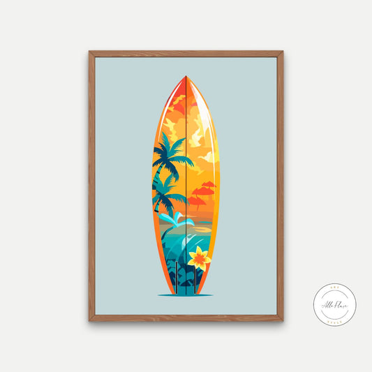Hawaiian Surfboard Wall Art PRINTABLE ART, Decorative Surfboard, Surfboard Decor, Hawaiian Wall Art, Coastal Decor, Tropical Wall Art - AlloFlare