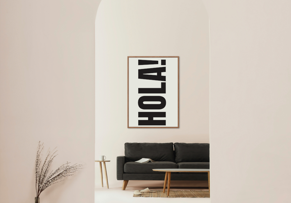 Hola Typography Poster PRINTABLE ART, Trendy Wall Art, Spanish Wall Art, Retro Travel Posters, Vintage Decor, Black and White Prints - AlloFlare