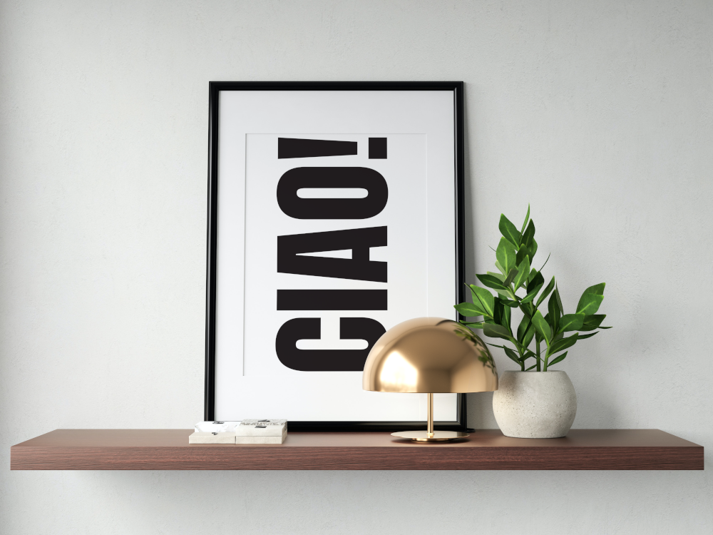 Ciao Typography Poster PRINTABLE ART, Trendy Wall Art, Italian Wall Art, Retro Travel Posters, Vintage Decor, Black and White Prints - AlloFlare