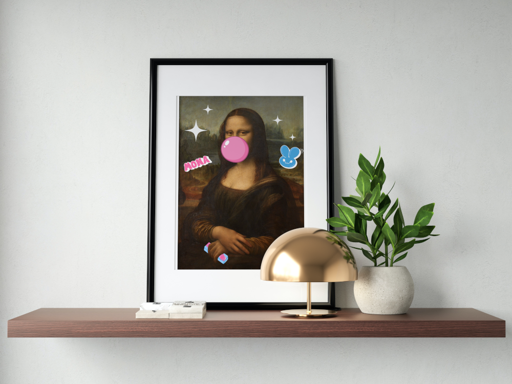 Mona Lisa Bubble Gum Poster PRINTABLE WALL ART, Mona Lisa Poster, Graffiti Wall Art, Mona Lisa Pop Art, Renaissance Portrait Altered Art - AlloFlare