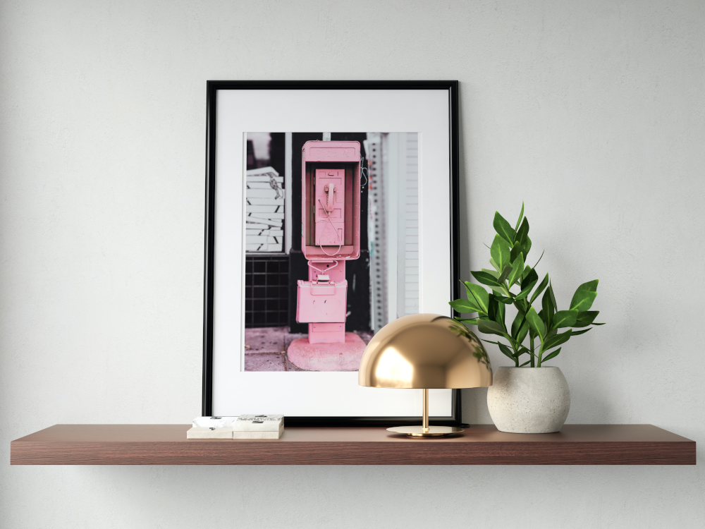 Pink Paid Telephone Poster PRINTABLE WALL ART, Vintage Photography, Black White And Pink Wall Art, Urban Vintage Decor - AlloFlare