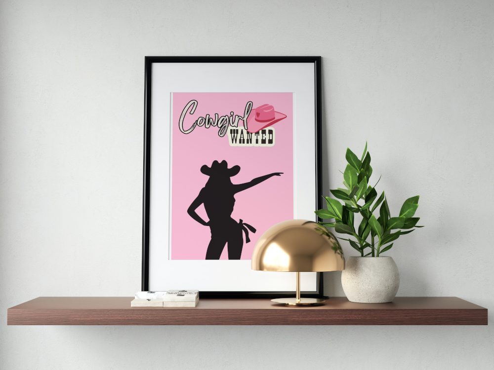 Cowgirl Wanted Pink Wall Art PRINTABLE ART, Pink Dorm Decor, Cowgirl Aesthetic, Cowgirl Art, Cowgirl Hat, Country Poster - AlloFlare
