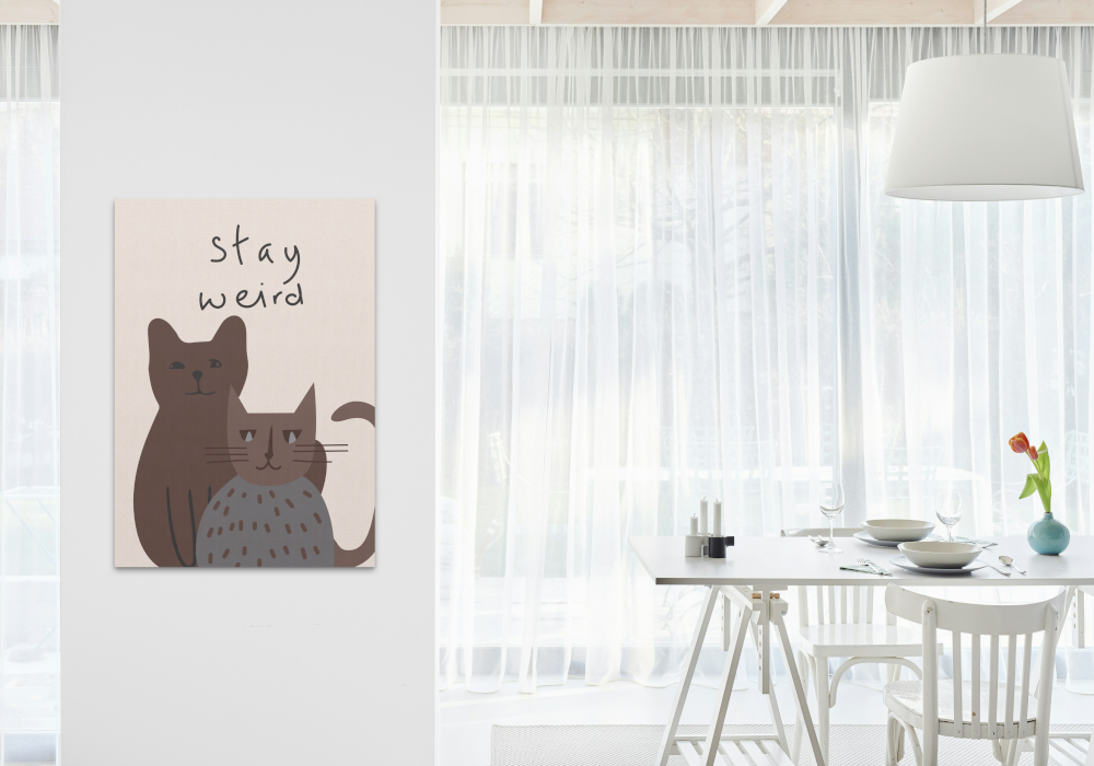 Stay Weird Cat Poster PRINTABLE WALL ART, Cat Artwork, Alternative Home Decor, Funny Animal Paintings, Brown Wall Art - AlloFlare