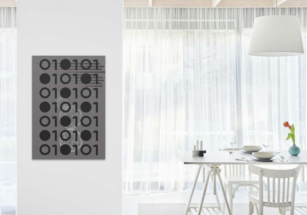 0101 Computer Science Poster PRINTABLE WALL ART, Abstract Geometric Wall Art, Futuristic Decor, Gray Black and White Prints, avant garde, Coder Gift - AlloFlare