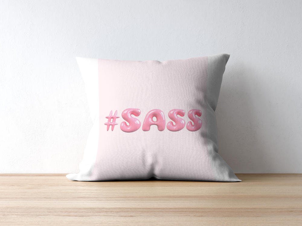 #Sass Inflated Typography Poster PRINTABLE ART, Light Pink Wall Art, Preppy Room Decor, Balloon Letters Font Art Print, Dorm Art - AlloFlare