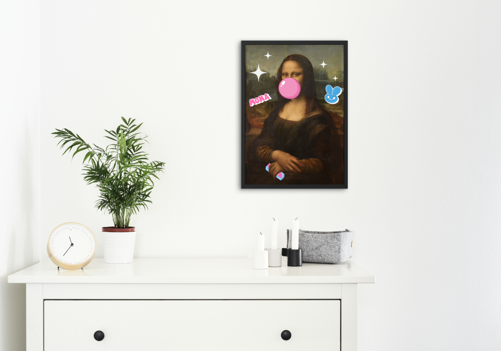 Mona Lisa Bubble Gum Poster PRINTABLE WALL ART, Mona Lisa Poster, Graffiti Wall Art, Mona Lisa Pop Art, Renaissance Portrait Altered Art - AlloFlare