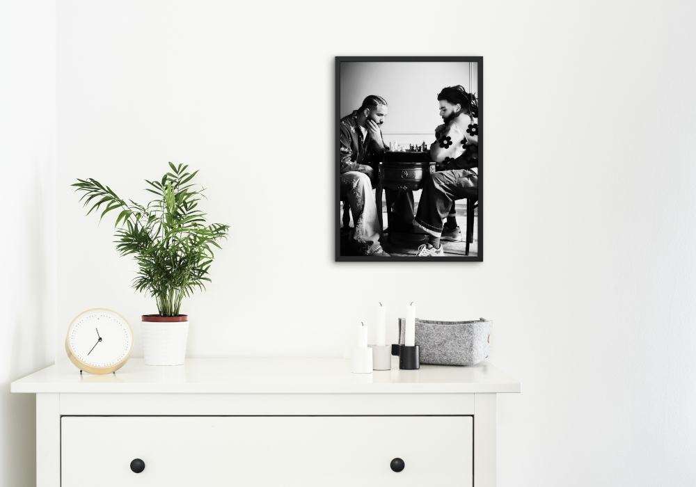 Drake and J Cole Playing Chess Black And White Wall Art PRINTABLE ART, Hypebeast Poster, Urban Decor, Hip Hop Wall Art, Rapper Poster - AlloFlare