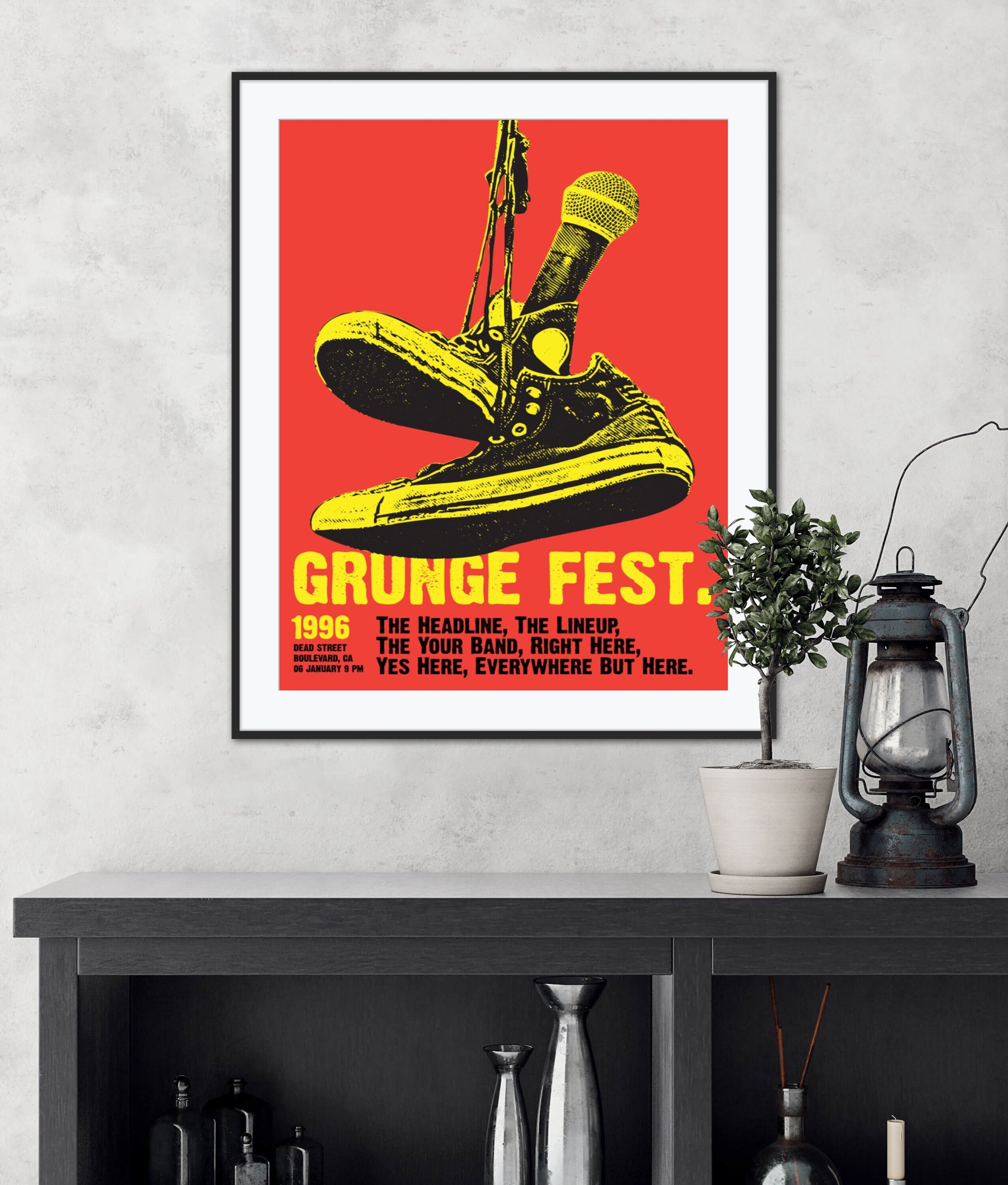 Grunge poster INSTANT DOWNLOAD, indie room décor, concert poster, black red wall decor, personalized gifts, y2k decor, dorm room essentials