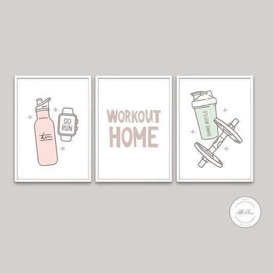 Fitness poster Set of 3 workout décor DIGITAL DOWNLOAD ART PRINTS, sport wall art, gifts for runners, sports aesthetic, green and pink posters | Posters, Prints, & Visual Artwork | art for bedroom, art ideas for bedroom walls, art printables, bathroom sports decor, bathroom wall art printables, bedroom art, bedroom pictures, bedroom wall art, bedroom wall art ideas, bedroom wall painting, buy digital prints online, canvas wall art for living room, digital art for print, digital art for printing, digital art
