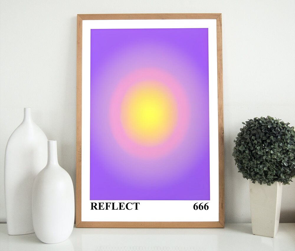 Angel Numbers Aura Posters Set of 6 INSTANT DOWNLOAD, 111 222 333 Poster Wall Art Print, Gradient aura, Angel energy, Colorful Trendy art