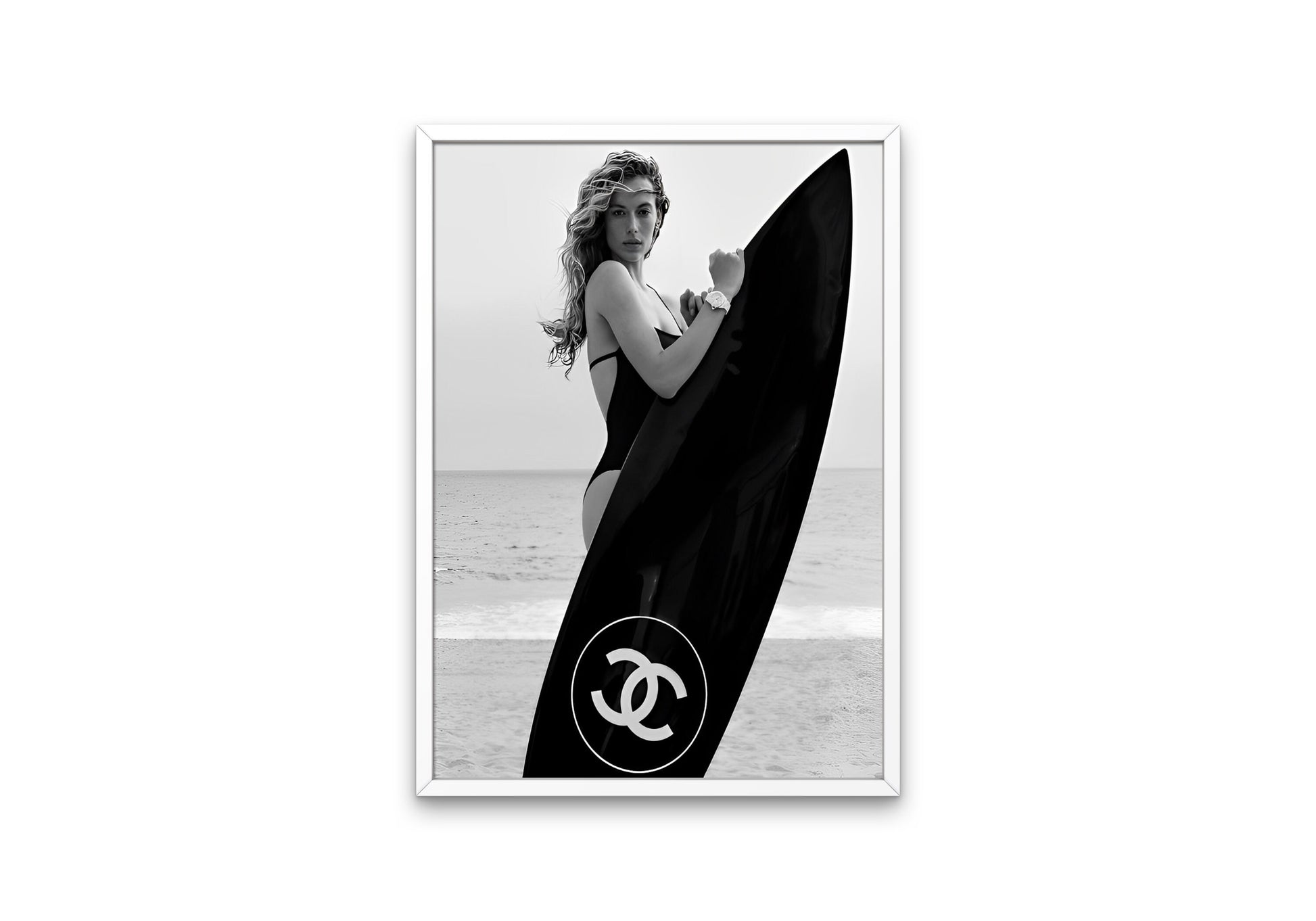 Set of 2 Surfer Girls Black and White Fashion Editorial PRINTABLE, Fashion posters, High fashion wall art, Black & white designer prints