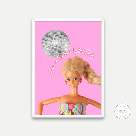 Barbie Disco Ball Poster DIGITAL ART PRINT, Come On Barbie Let's Go Party, Preppy Poster, Y2K Aesthetic Print, Barbie Fun Art, Retro Barbiecore | Posters, Prints, & Visual Artwork | aesthetic preppy room decor, art for bedroom, art ideas for bedroom walls, art printables, barbie girl, Barbie Pop Art, barbie prints, barbie wall art, bathroom wall art printables, bedroom art, bedroom pictures, bedroom wall art, bedroom wall art ideas, bedroom wall painting, buy digital art prints online, buy digital prints on