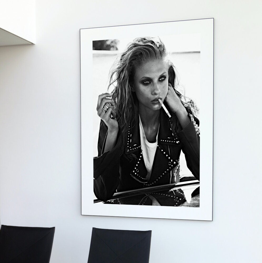 Black and White Rocker Model Poster INSTANT DOWNLOAD, indie room décor, Fashion Photography, Fashion Wall Décor, rock’n’roll rebel print