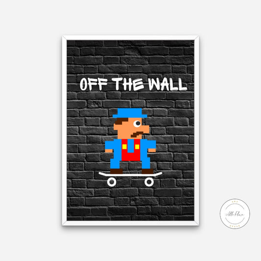 Mario Off the Wall Print DIGITAL DOWNLOAD ART PRINTS, gaming poster, Skateboarding Print, pixel super mario poster, mario printable, skater video game | Posters, Prints, & Visual Artwork | 80s nostalgia, arcade game poster, art for bedroom, art ideas for bedroom walls, art printables, bathroom wall art printables, bedroom art, bedroom pictures, bedroom wall art, bedroom wall art ideas, bedroom wall painting, buy digital prints online, canvas wall art for living room, cool hypebeast wall art, digital art for