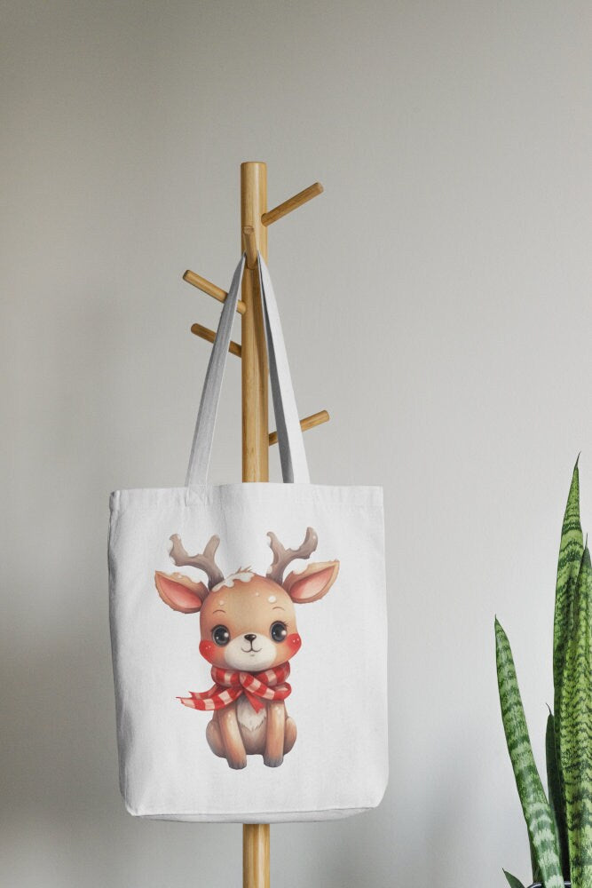 Christmas Reindeer Print INSTANT DOWNLOAD, red aesthetic, winter illustration prints, watercolor reindeer decoration, winter onederland