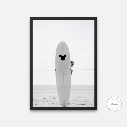 Black and White Mouse Ears Surfboard Print DIGITAL DOWNLOAD, designer poster, black and white wall art, surf board art, beachy wall decor | Posters, Prints, & Visual Artwork | art for bedroom, art ideas for bedroom walls, art printables, bathroom wall art printables, beach art for wall, beach canvas art, beach wall art, beach wall decor, beachy room decor, beachy wall decor, bedroom art, bedroom pictures, bedroom wall art, bedroom wall art ideas, bedroom wall painting, black white prints, black white surfer