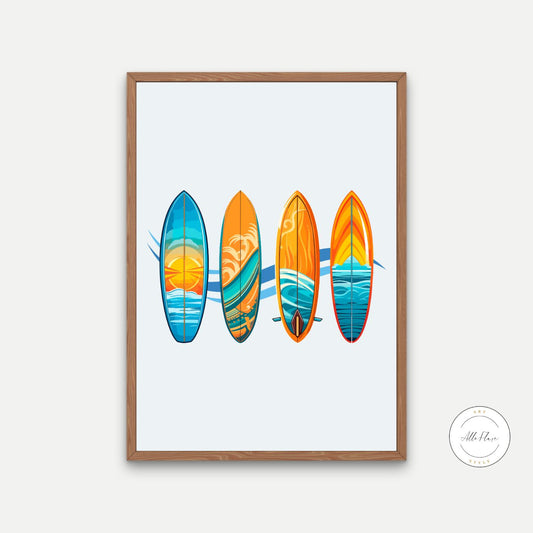 Surfboards Poster PRINTABLE ART, Pastel Green Wall Art, Boys Room Decor, Wall Decor Childrens Room, Surfboards Print