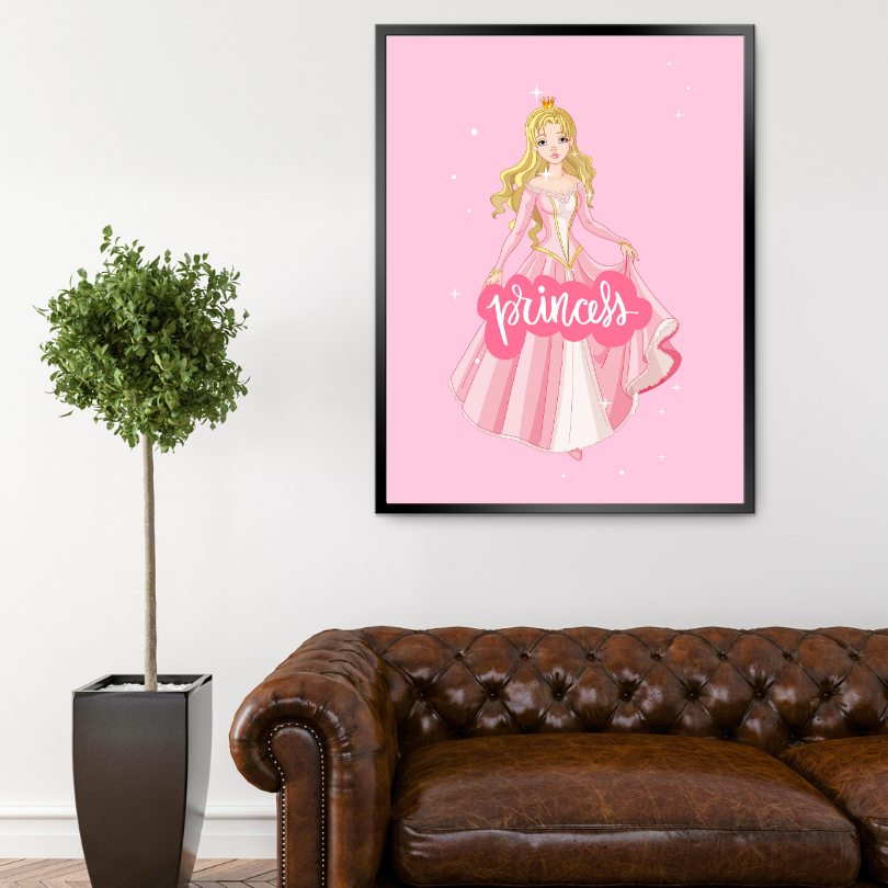 Princess Pink Poster PRINTABLE ART, Pink Wall Art, Girls Room Wall Decor, Children Poster, Princess Art, Pink Decor