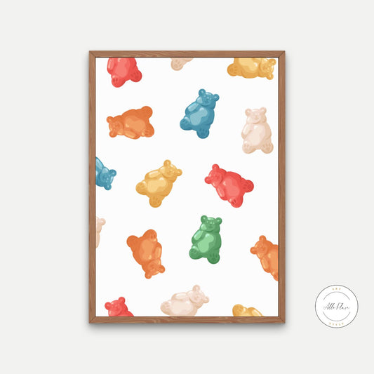 Teddy Bear Print PRINTABLE ART, Colorful Wall Art, Childrens Room Wall Decor, Children Poster, Gummy Bear Poster, Nursery Decor Wall Art