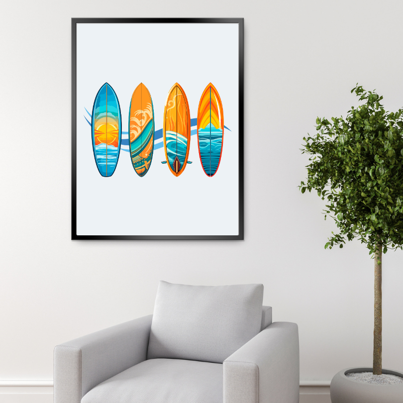 Surfboards Poster PRINTABLE ART, Pastel Green Wall Art, Boys Room Decor, Wall Decor Childrens Room, Surfboards Print