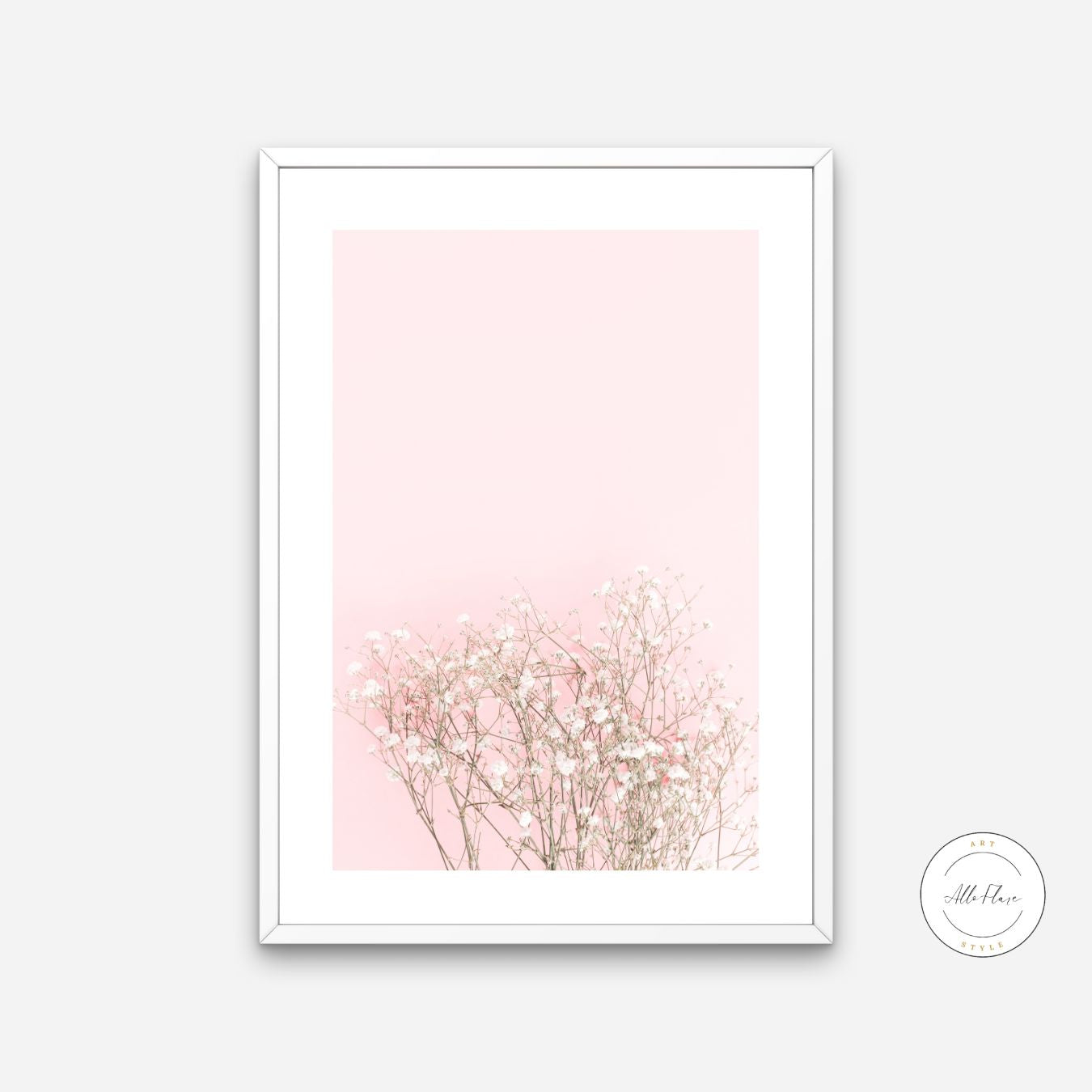 Pastel Pink White Flowers Poster PRINTABLE WALL ART, Flower Wall Decor, Shabby Chic Decor, Danish Pastel, Botanical Wall Art, Floral Poster - AlloFlare