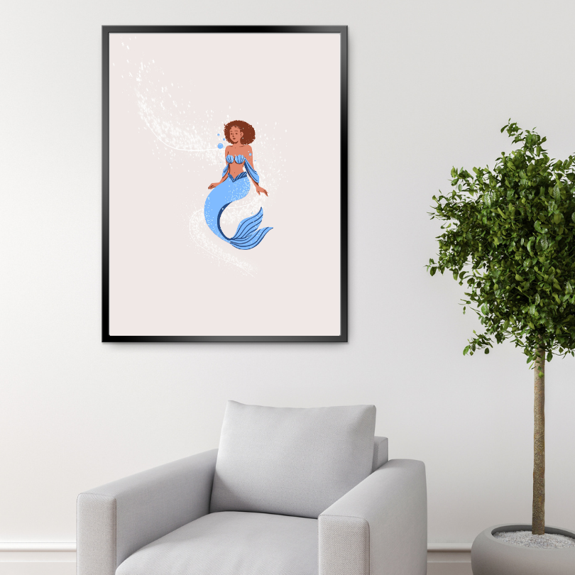 Magical Mermaid Poster PRINTABLE ART, Beige Wall Art, Childrens Room Wall Decor, Children Poster, Nursery Decor, Mermaid Printable