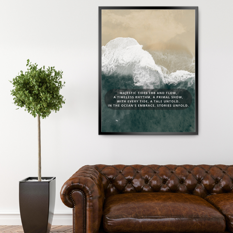 Triptych Ocean Wall Art INSTANT DOWNLOAD Art Prints, Aerial Beach Prints, Poetry Posters, Coastal Decor, Dark Green Beige Wall Art, Triptych Canvas Prints - AlloFlare