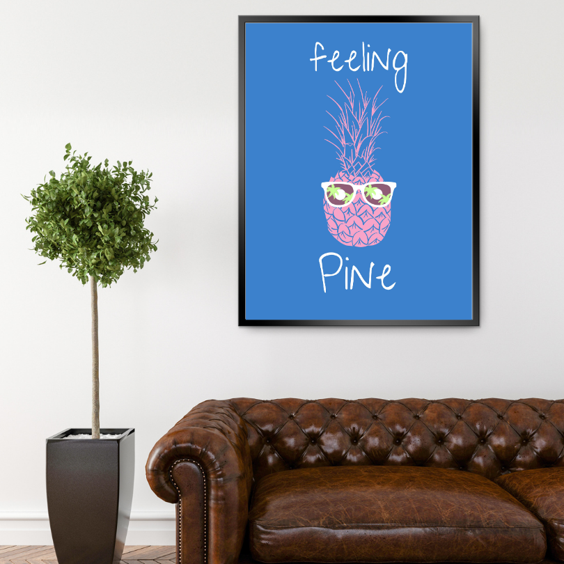 Feeling Pine Pineapple Wall Art PRINTABLE ART, Fruit Market Print, Tropical Wall Art, Fruits Poster, Blue Pink Decor, Boho Wall Decor - AlloFlare