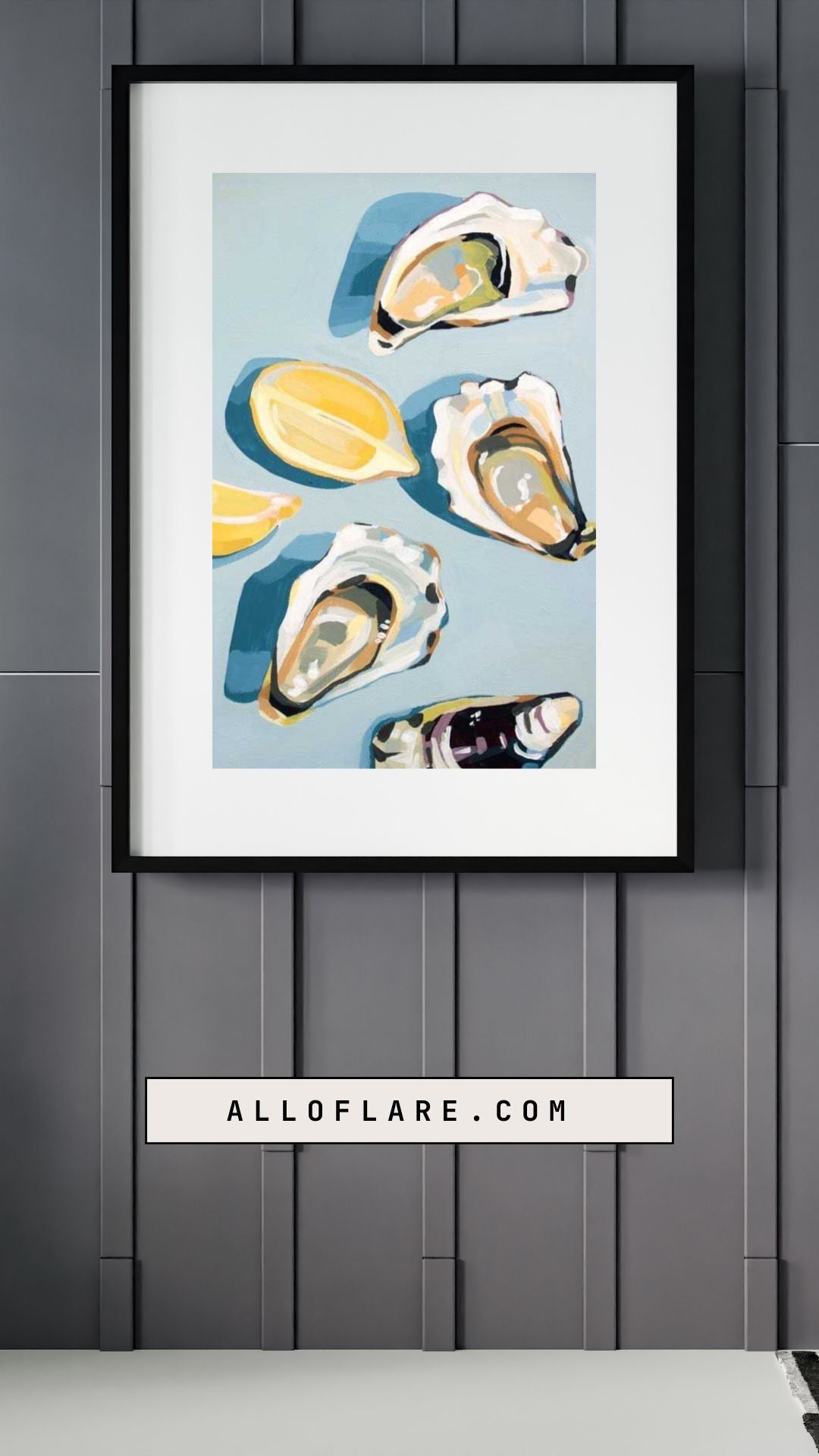 Blue Oyster Wall Art INSTANT DOWNLOAD Art Print, Turquoise Pastel Print, Coastal Wall Art, Oyster Shell Art, Coastal Decor