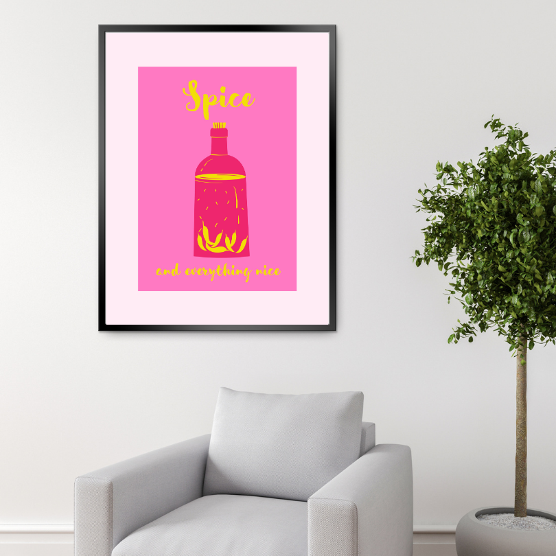 Spice and Everything Nice Pink Wall Art PRINTABLE ART, Preppy Posters, Pepper Print, Bright Pink Wall Art, Pop Culture Wall Art, Food Art - AlloFlare