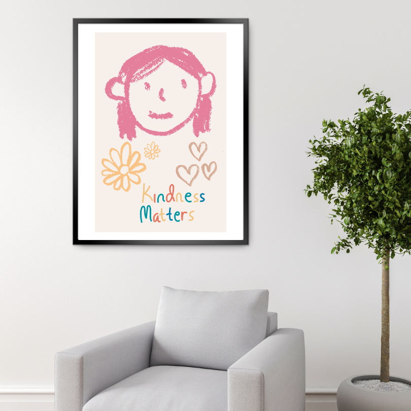 Kindness Matters Drawing Poster PRINTABLE ART, Beige Wall Art, Childrens Room Wall Decor, Children Poster, Nursery Decor Wall Art