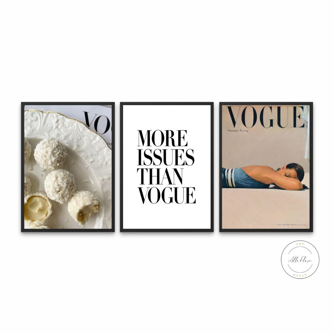 Set Of 3 Beige More Issue Than Vogue Wall Art INSTANT DOWNLOAD Art Prints, Glam Décor, Vogue Posters, Fashion Wall Art, Beige Decor