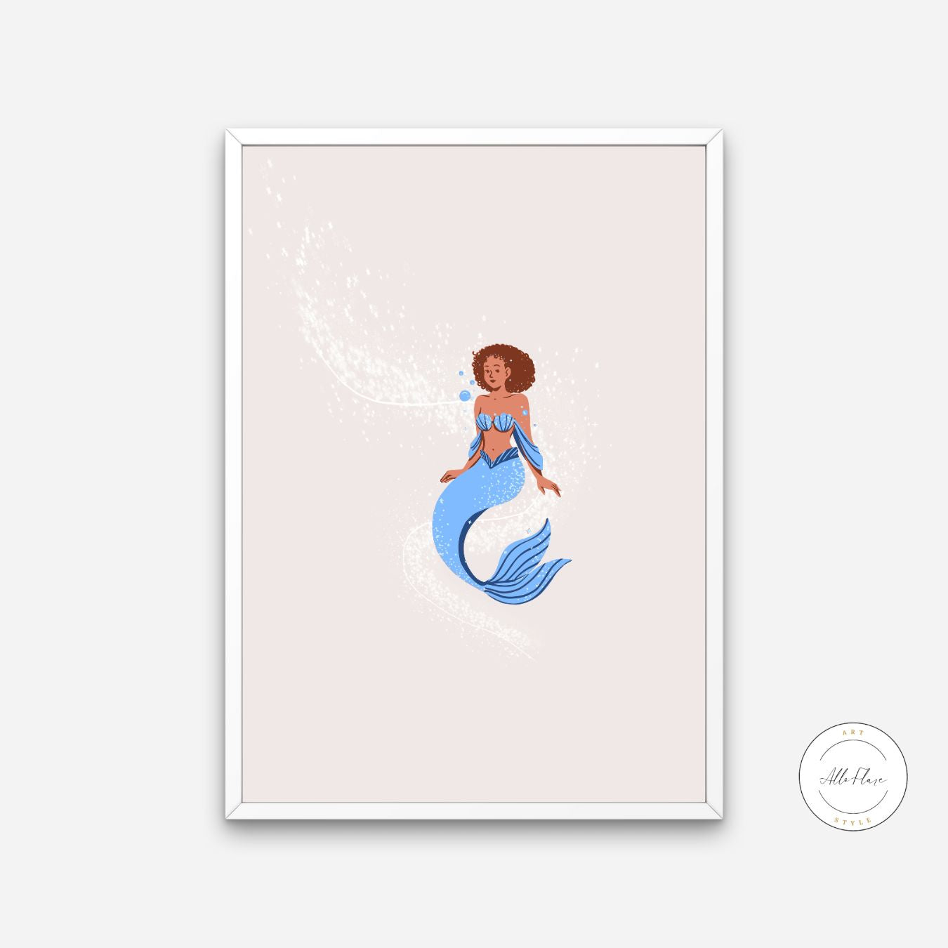 Magical Mermaid Poster PRINTABLE ART, Beige Wall Art, Childrens Room Wall Decor, Children Poster, Nursery Decor, Mermaid Printable