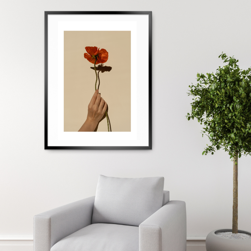 Beige Red Flower Poster PRINTABLE WALL ART, Botanical Decorations, Pastel Boho Decor, Floral Wall Art, Botanical Gifts - AlloFlare