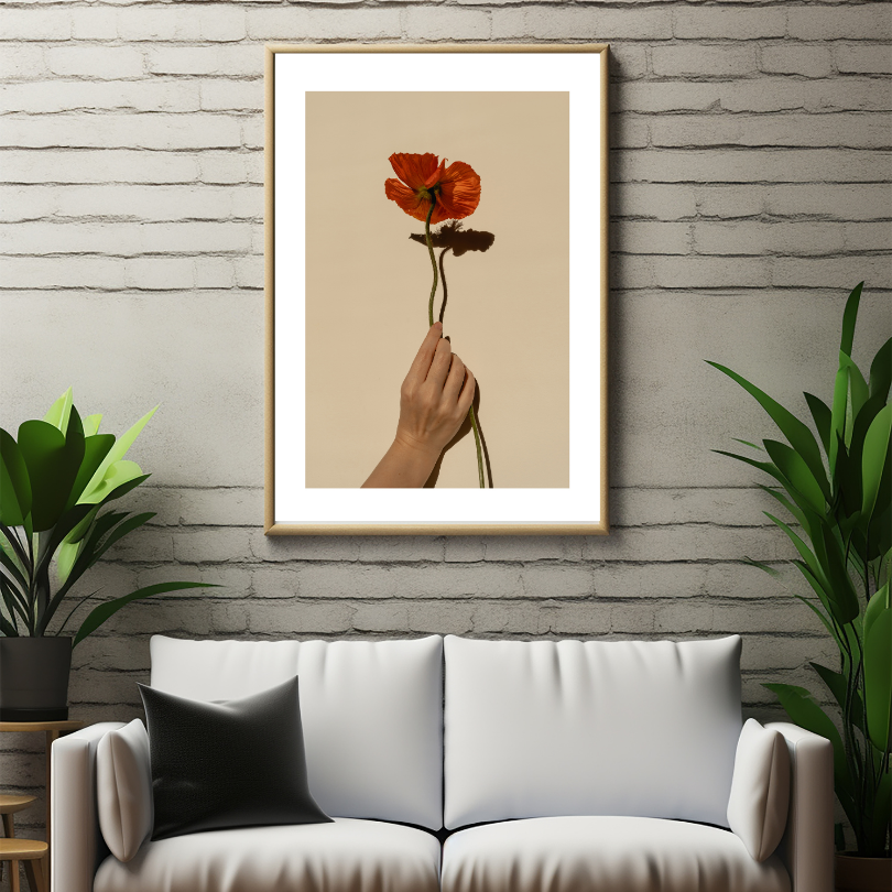 Beige Red Flower Poster PRINTABLE WALL ART, Botanical Decorations, Pastel Boho Decor, Floral Wall Art, Botanical Gifts - AlloFlare