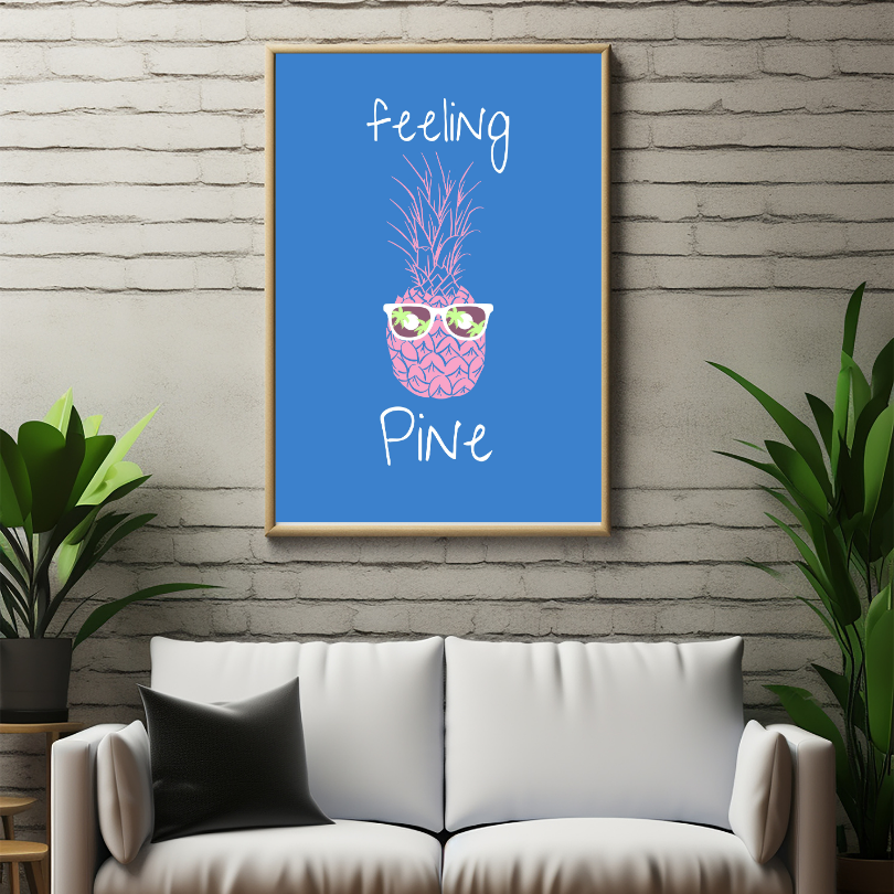 Feeling Pine Pineapple Wall Art PRINTABLE ART, Fruit Market Print, Tropical Wall Art, Fruits Poster, Blue Pink Decor, Boho Wall Decor - AlloFlare