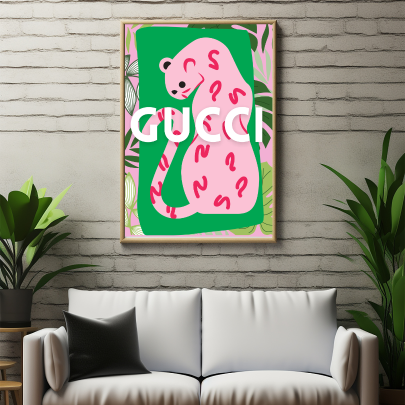 Tropical Designer Tiger Wall Art INSTANT DOWNLOAD Art Print, Preppy Glam Decor, Luxury Fashion Poster, Wall Art Designer, Tiger Lover, Pink Green Wall Art - AlloFlare