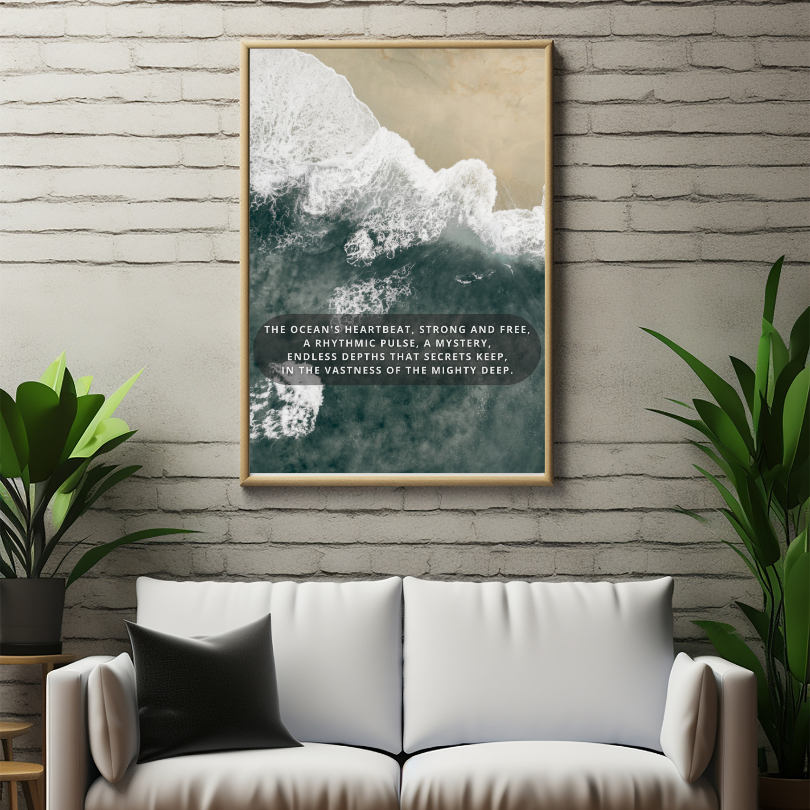 Triptych Ocean Wall Art INSTANT DOWNLOAD Art Prints, Aerial Beach Prints, Poetry Posters, Coastal Decor, Dark Green Beige Wall Art, Triptych Canvas Prints - AlloFlare