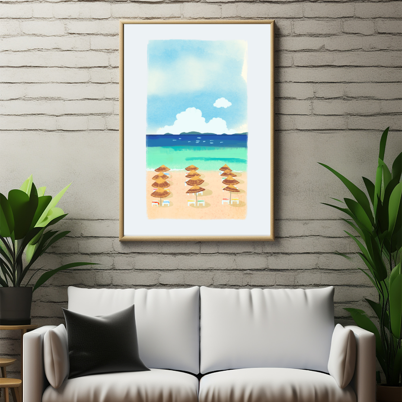 Caribbean Beach Painting PRINTABLE ART, Danish Pastel Decor, Coastal Wall Art, Endless Summer Posters, Beach Illustration, Caribbean Poster - AlloFlare