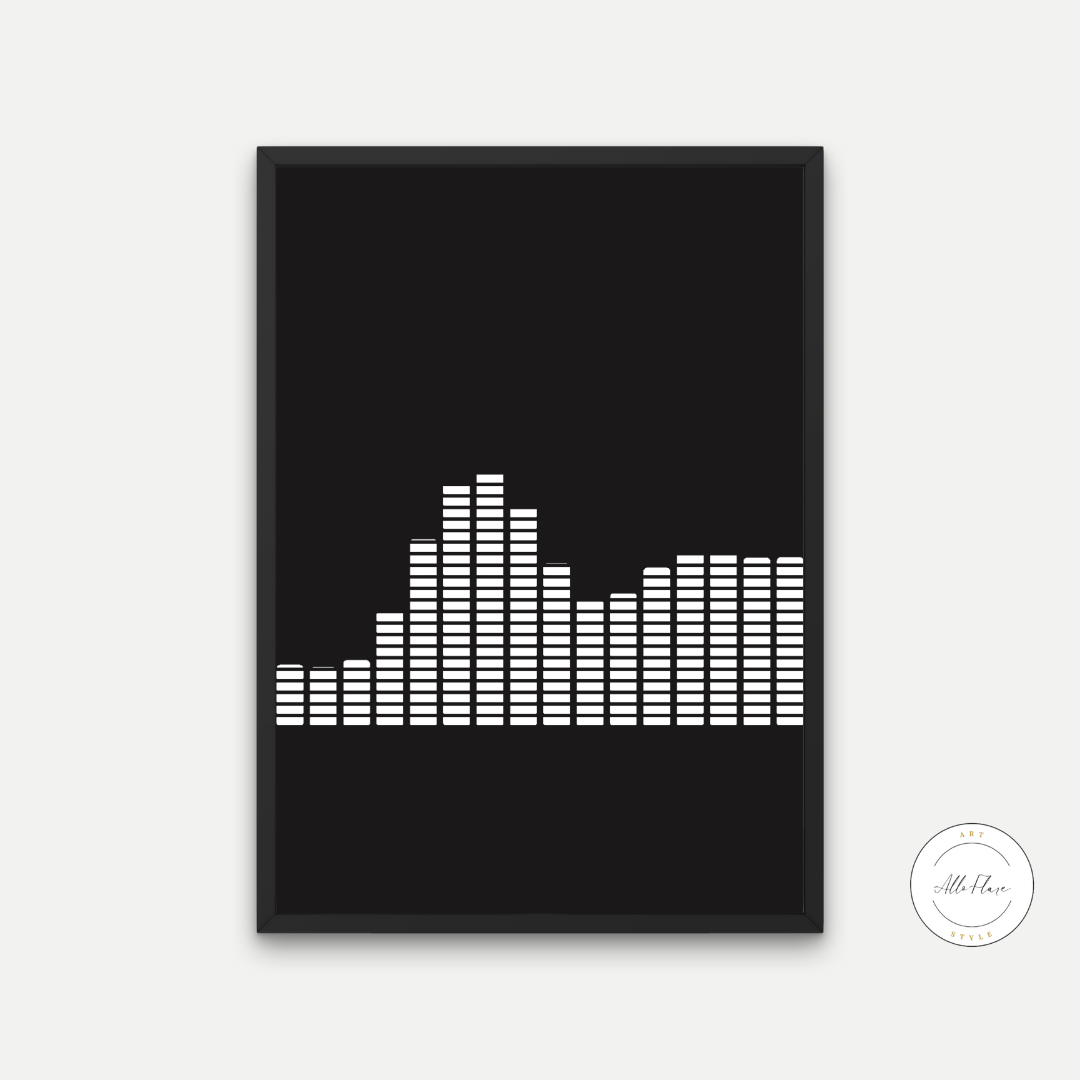 Black And White Waveform Print PRINTABLE ART, Alternative Wall Art, Audiowave, Gift For Music Lovers, Minimalist Wall Art, Black And White Print - AlloFlare