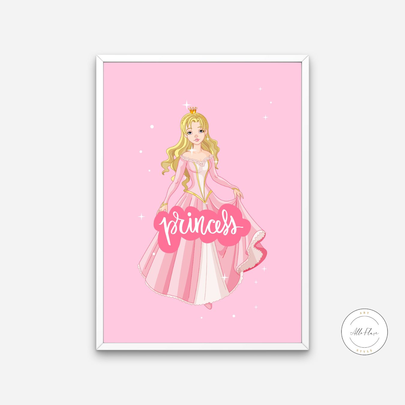 Princess Pink Poster PRINTABLE ART, Pink Wall Art, Girls Room Wall Decor, Children Poster, Princess Art, Pink Decor