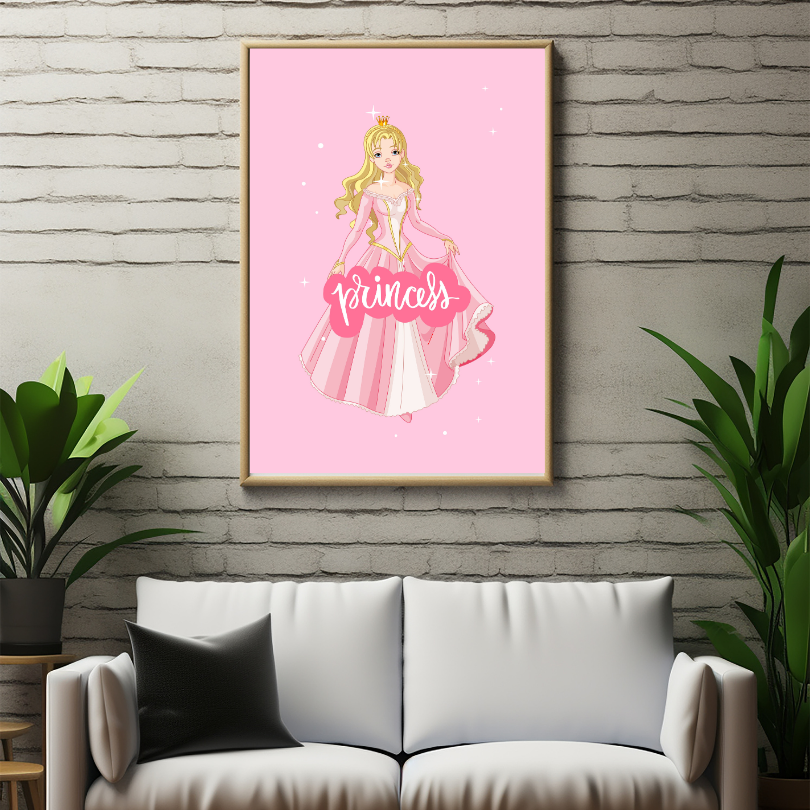 Princess Pink Poster PRINTABLE ART, Pink Wall Art, Girls Room Wall Decor, Children Poster, Princess Art, Pink Decor