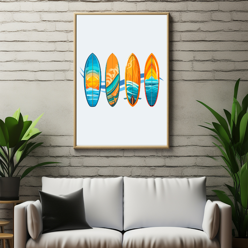 Surfboards Poster PRINTABLE ART, Pastel Green Wall Art, Boys Room Decor, Wall Decor Childrens Room, Surfboards Print