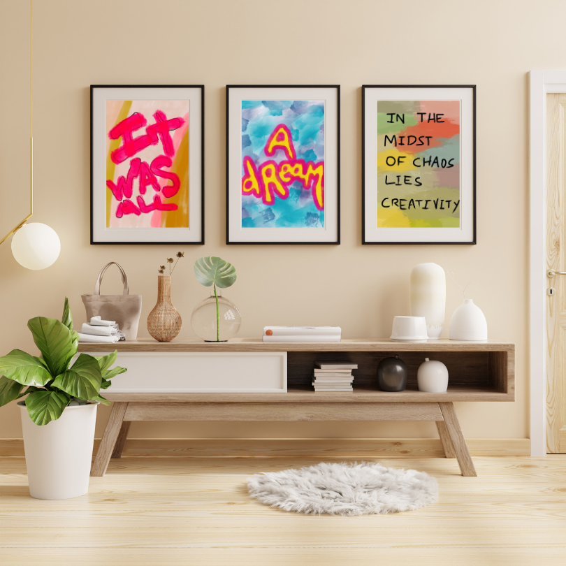 It Was All A Dream Eclectic Gallery Wall Set Of 9 INSTANT DOWNLOAD Art Prints, Alternative Wall Art, Fashion Posters, Inspirational Neon Wall Art, Abstract Wall Art Living Room - AlloFlare