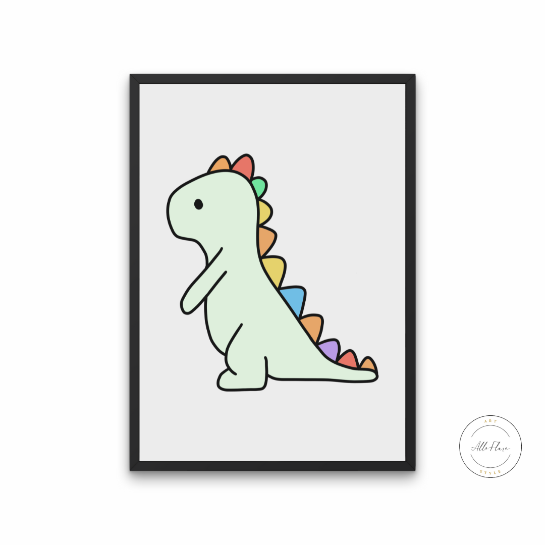 Nursery Dino Poster PRINTABLE ART, Dinosaur Drawing, Pastel Wall Art, Children Poster, Nursery Decor Wall Art, Cute Dinosaur Print